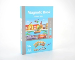 Carte magnetica puzzle pentru copii – Vehicule in trafic\