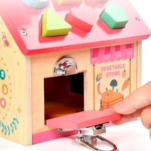 Casuta educativa din lemn 8 in 1 cu activitati Montessori - Tambur