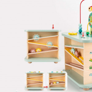 Cub Montessori 2 in 1 cu bucatarie din lemn, Ursulet