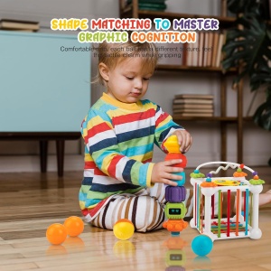 Cub senzorial bebelusi cu benzi elastice, circuit si forme de sortat - Sensory
