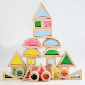 Cuburi senzoriale de construit, Kaleidoscop, lemn, 24 piese
