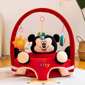 Fotoliu din plus cu arcada si jucarii, Mickey, rosu cu negru