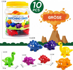 Joc de numarat si asociere cifre, recipient depozitare, Dinozauri, 20 piese, Cifre