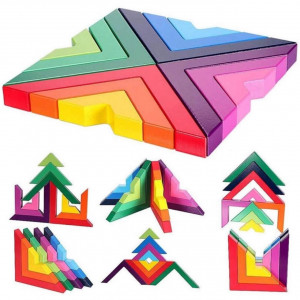 Joc educativ de constructie cu 12 piese, tip Tangram