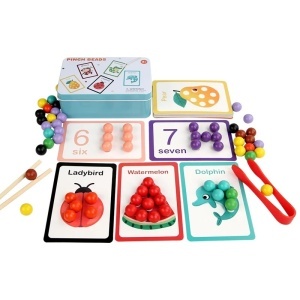Joc educativ dezvoltare motricitate, numarat si asociere culori - Pinch beads