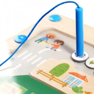 Joc educativ din lemn cu labirint magnetic, Sortarea deseurilor