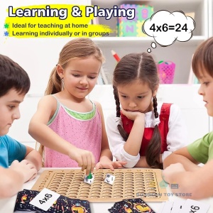 Joc educativ din lemn tabla inmultirii cu cartonase