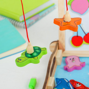 Joc educativ multifunctional din lemn, pescuit, tabla magnetica si scris, Fishing Board
