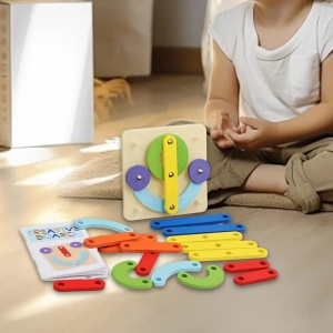 Joc Montessori geoboard din lemn cu 3 coloane - Img 2
