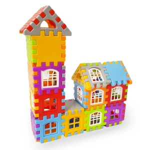 Joc STEM de constructie si inginerie 2D si 3D din ABS, cutie depozitare, 132 piese