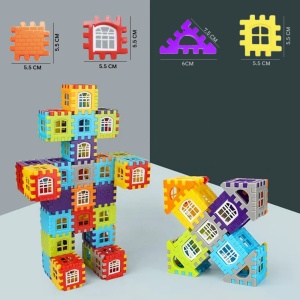 Joc STEM de constructie si inginerie 2D si 3D din ABS, cutie depozitare, 186 piese