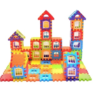 Joc STEM de constructie si inginerie 2D si 3D din ABS, cutie depozitare, 300 piese