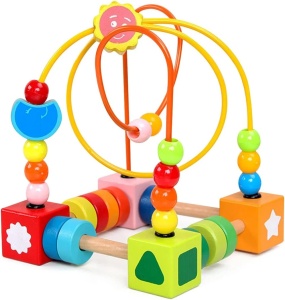 Jucarie din lemn labirint motricitate cu abac, Colourful Maze