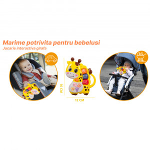 Jucarie interactiva muzicala cu functii si lumini, Orga Girafa, Galben