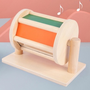 Jucarie Montessori din Lemn, Tambur rotativ, Colorat