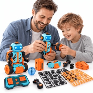 Kit robot programabil Kyanio 3 in 1, cu telecomanda, 220 de piese si pana la 64 de comenzi - Img 3