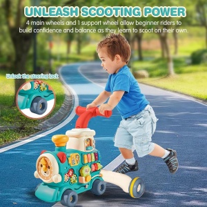 Antepremergator multifunctional 5 in 1 cu vagon scaunel - Locomotiva - Albastru