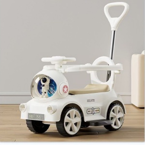 Masinuta eletrica ride-on pentru copii cu lumini LED, muzica si maner parental reglabil, 2-4 ani, alb - Img 2