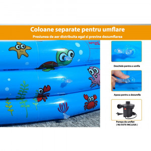 Piscina gonflabila pentru copii, Paradisul Oceanelor, PVC, 100 x 40 cm, Albastru