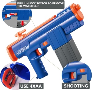 Pistol cu apa electric, 345 ml, 34.5 cm, baterii