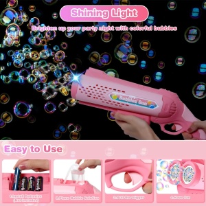 Pistol dublu de facut baloane de sapun - Roz