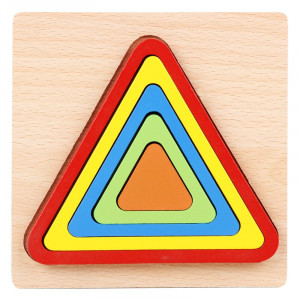 Puzzle din Lemn cu forme geometrice, Curcubeu