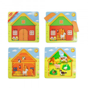 Puzzle din lemn cu multiple straturi, Ferma