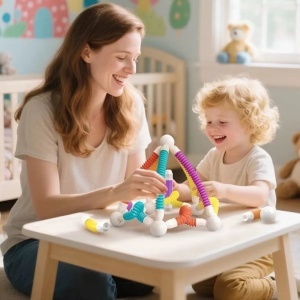 Set constructie magnetic flexibil 3D STEM cu tuburi si bile – 36 piese