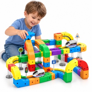 Set constructie tren cu circuit magnetic 3D - 123 piese - Img 2