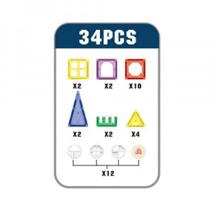 Set de constructie cu piese Magnetice, 34 piese