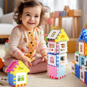 Set de constructie pentru copii cu 115 piese si figurine