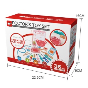 Set de joaca trusa doctor dentist din lemn, 24 piese