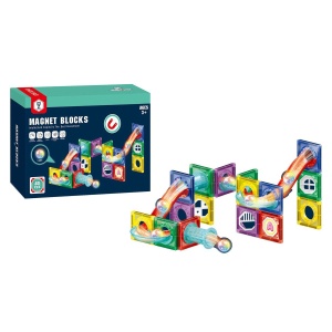 Set educativ de constructie cu piese magnetice si bila luminoasa, Magna Blocks, 40 piese