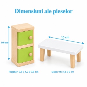 Set mobilier din lemn pentru papusi, 27 piese – 5 camere de amenajat - Img 9