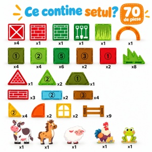 Set STEM cu piese magnetice de construit - Ferma vesela - 70 piese - Img 4