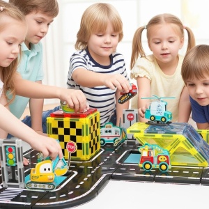 Set STEM magnetic de constructie cu vehicule - 39 piese