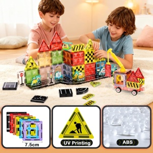 Set STEM magnetic de constructie cu vehicule - 80 piese - Img 12