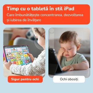 Tableta 3 in 1 in limba romana, cu activitati educative, logopedice si de asociere pentru copii, Roz - Img 7