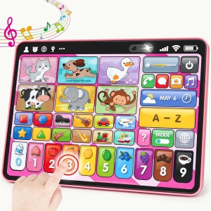 Tableta interactiva 3 in 1 pentru copii, jucarie logopedica si muzicala, roz