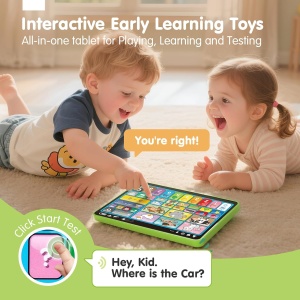 Tableta interactiva 3 in 1 pentru copii, jucarie logopedica si muzicala, verde