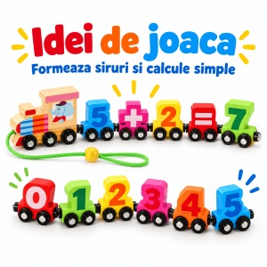 Trenulet magnetic din lemn cu numere 0–20 si semne matematice – 27 de piese - Cifre - Img 5