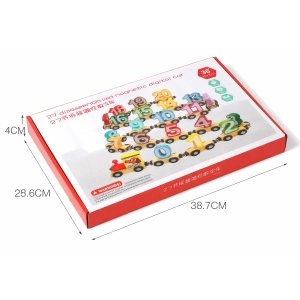 Trenulet magnetic din lemn cu numere detasabile, 43 piese