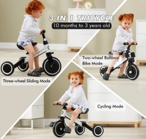 Tricicleta evolutiva 3 in 1 cu si fara pedale, 1-4 ani, galben - Img 6