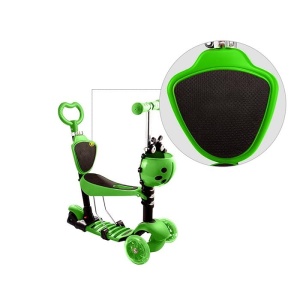 Trotineta 5 in 1 buburuza cu 3 roti din silicon si scaunel, Verde