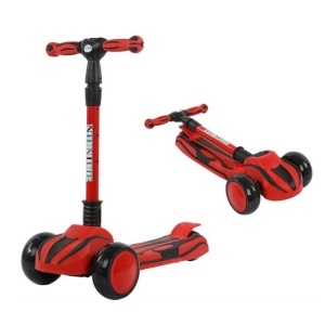 Trotineta cu 3 roti, lumini LED, pliabila, 3-6 ani, rosu