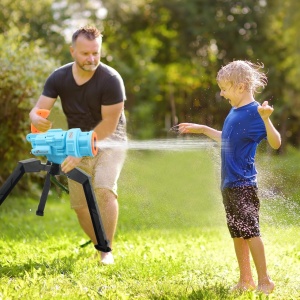 Tun cu apa si trepied pentru copii - Super WaterGun - Albastru