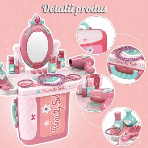 Valiza de machiaj 3 in 1 cu Accesorii, Oglinda si Sunete