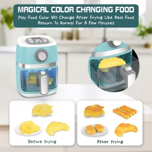 Air Fryer de jucarie cu efect de coacere, functii, lumini, sunete si accesorii, 11 piese