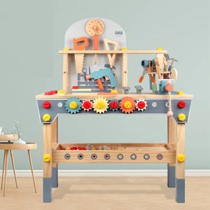 Banc de scule din lemn cu accesorii incluse si activitati - Micul Mester