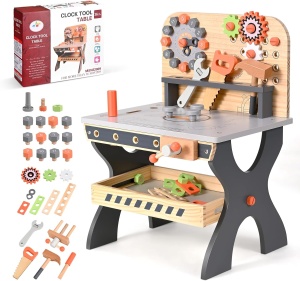 Banc de scule din lemn cu accesorii incluse si activitati